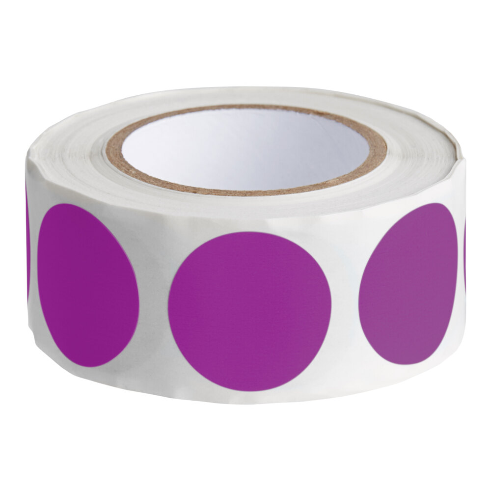 Lavex 1" Purple Semi-Gloss Paper Permanent Round Inventory Label - 500/Roll