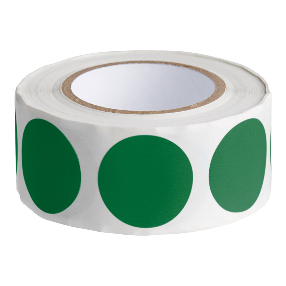 Lavex 1" Standard Green Semi-Gloss Paper Permanent Round Inventory Label - 500/Roll