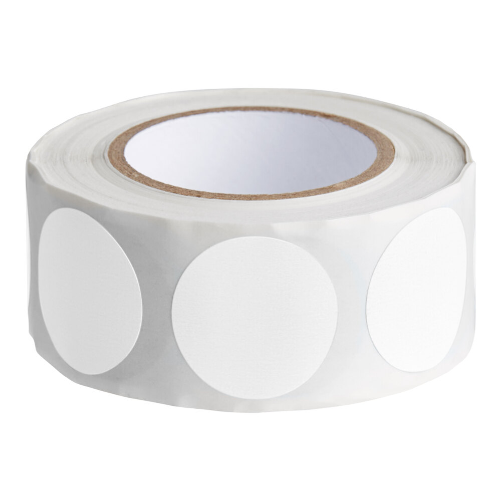 Lavex 1" White Semi-Gloss Paper Permanent Round Inventory Label - 500/Roll