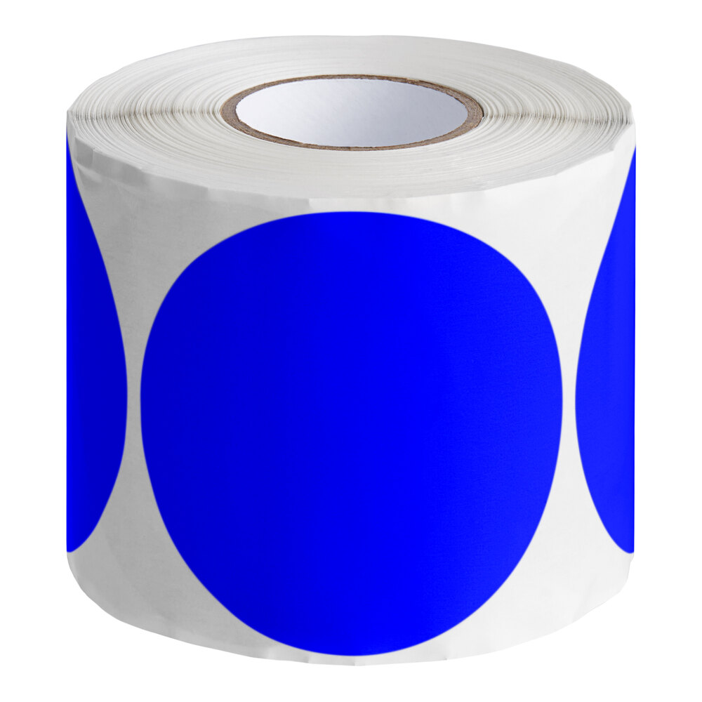 Lavex 3" Dark Blue Semi-Gloss Paper Permanent Round Inventory Label - 500/Roll