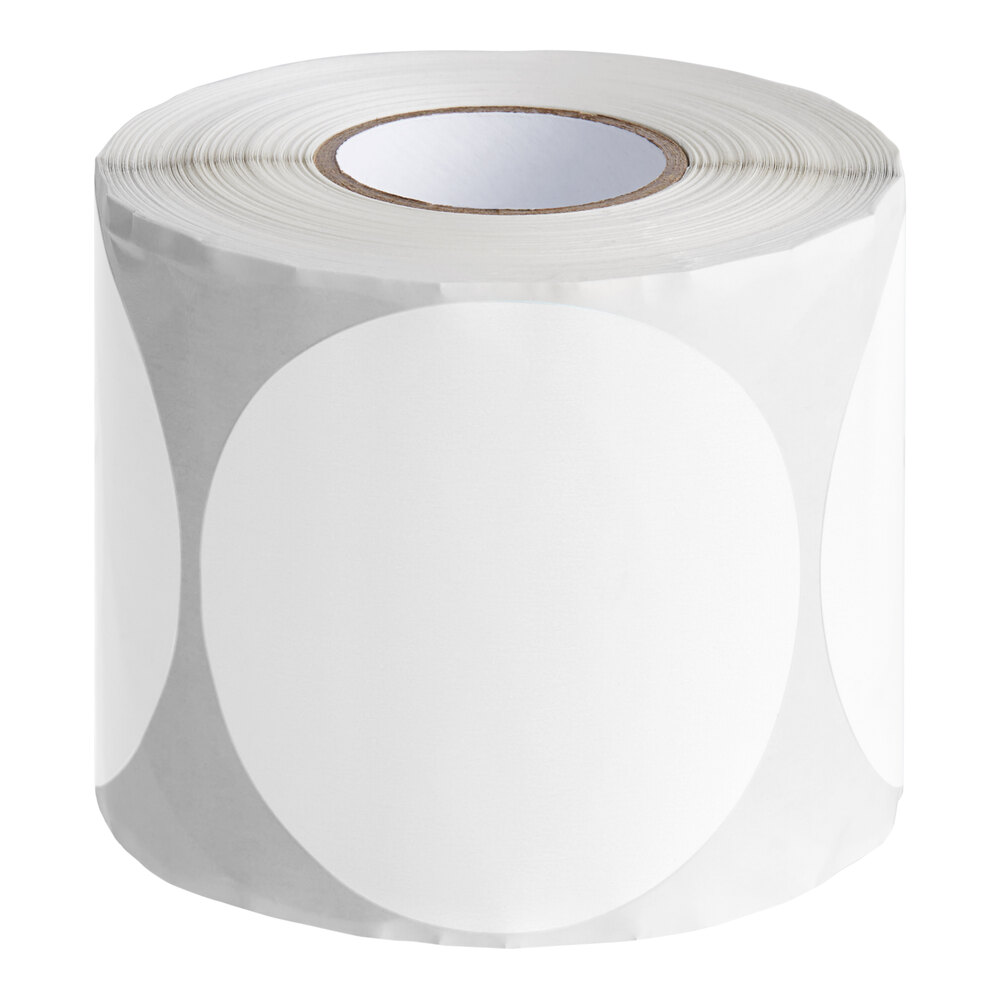 Lavex 3" White Semi-Gloss Paper Permanent Round Inventory Label - 500/Roll