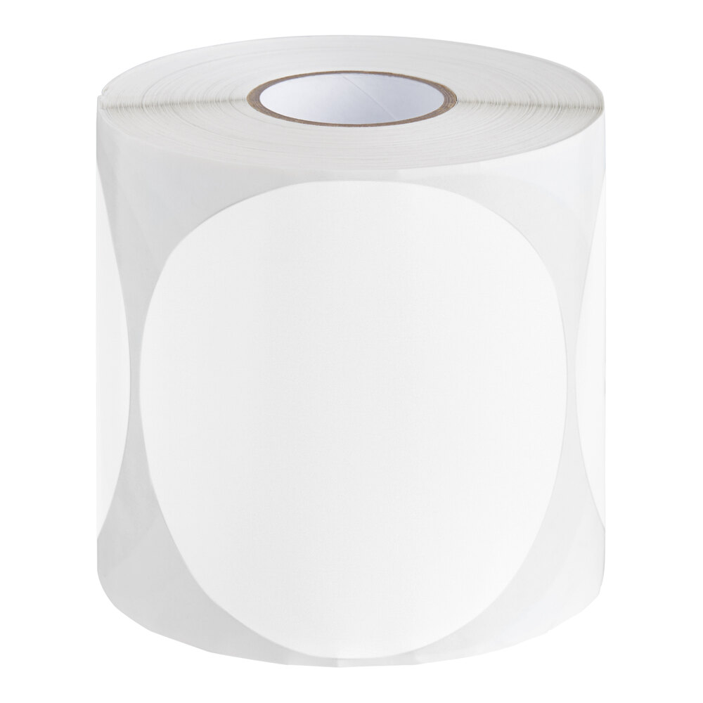 Lavex 4" White Semi-Gloss Paper Permanent Round Inventory Label - 500/Roll