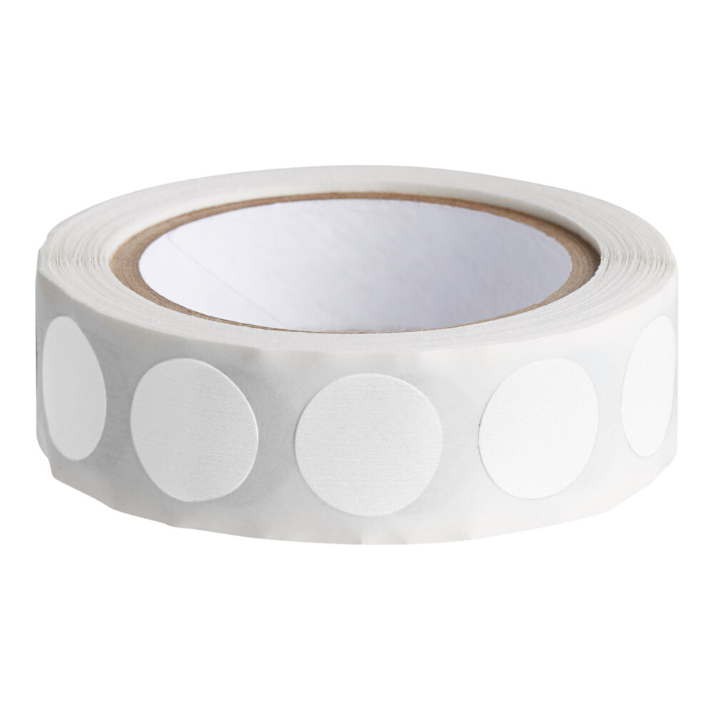 Lavex 1/2" White Semi-Gloss Paper Permanent Round Inventory Label - 500/Roll