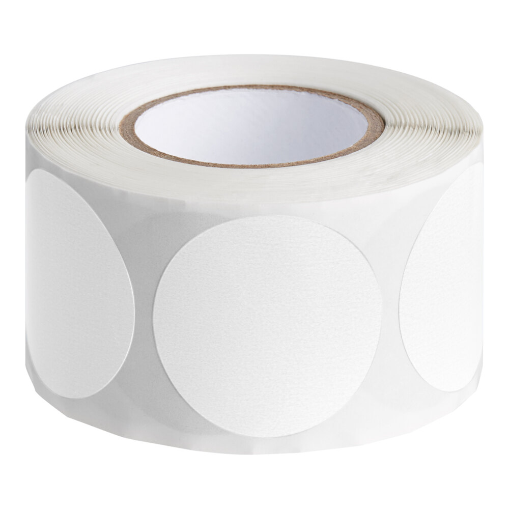 Lavex 1 1/2" White Semi-Gloss Paper Permanent Round Inventory Label - 500/Roll