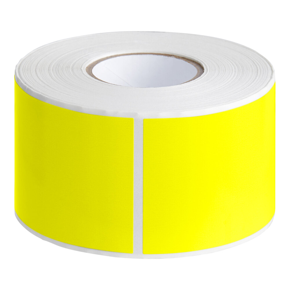 Lavex 2" x 3" Bright Yellow Semi-Gloss Paper Permanent Rectangular Inventory Label - 500/Roll