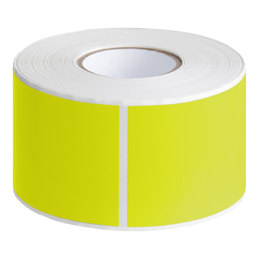 Lavex 2" x 3" Fluorescent Chartreuse Semi-Gloss Paper Permanent Rectangular Inventory Label - 500/Roll