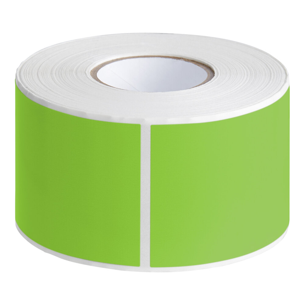 Lavex 2" x 3" Fluorescent Green Semi-Gloss Paper Permanent Rectangular Inventory Label - 500/Roll