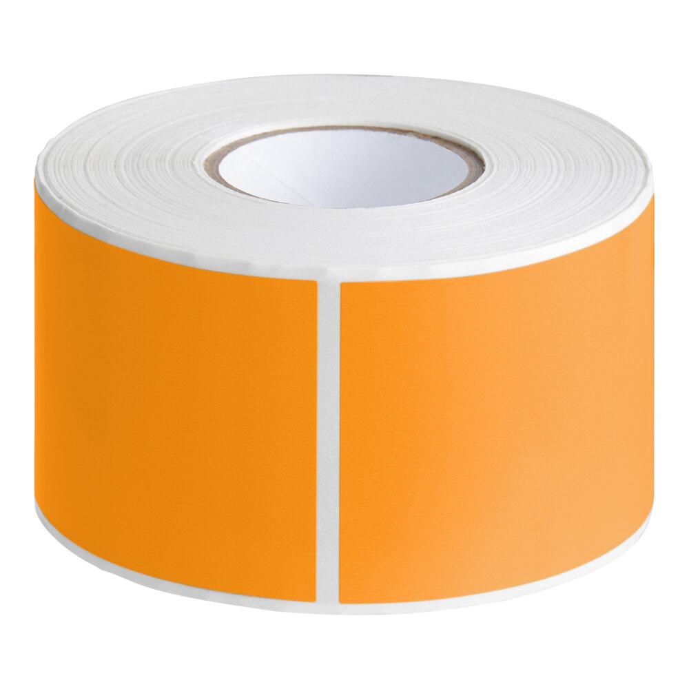 Lavex 2" x 3" Fluorescent Orange Semi-Gloss Paper Permanent Rectangular Inventory Label - 500/Roll