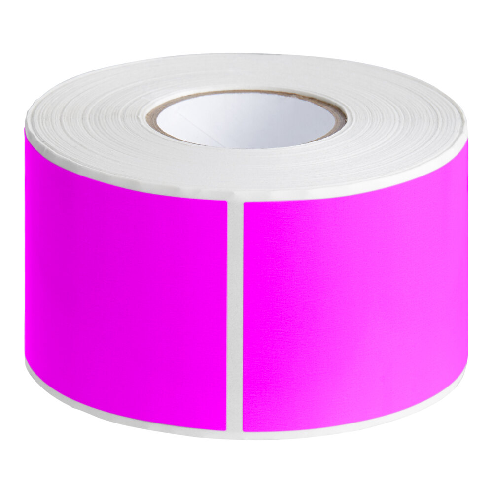 Lavex 2" x 3" Fluorescent Pink Semi-Gloss Paper Permanent Rectangular Inventory Label - 500/Roll
