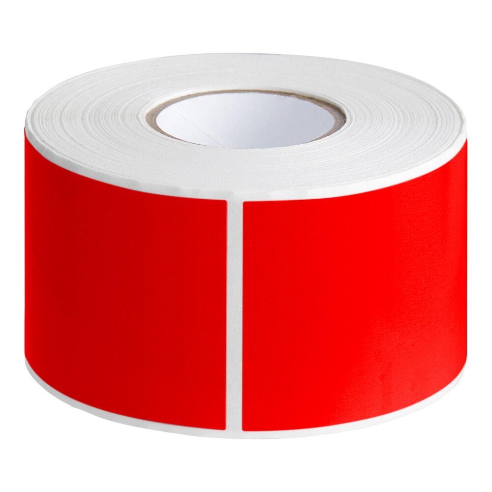 Lavex 2" x 3" Standard Red Semi-Gloss Paper Permanent Rectangular Inventory Label - 500/Roll