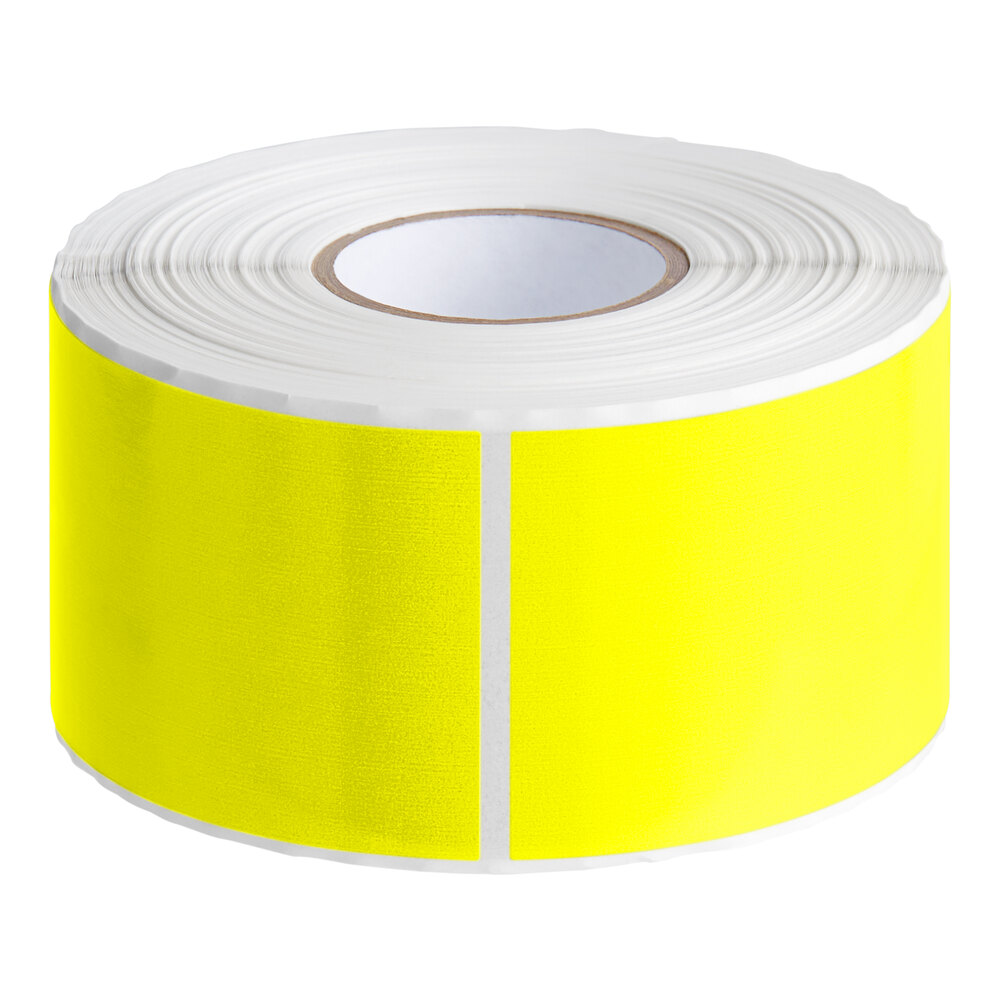 Lavex 2" x 4" Bright Yellow Semi-Gloss Paper Permanent Rectangular Inventory Label - 500/Roll