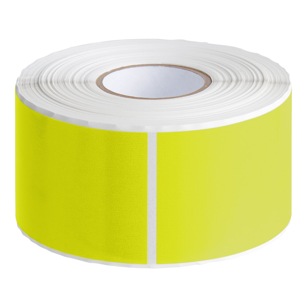 Lavex 2" x 4" Fluorescent Chartreuse Semi-Gloss Paper Permanent Rectangular Inventory Label - 500/Roll