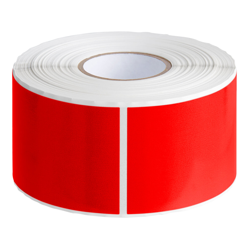 Lavex 2" x 4" Standard Red Semi-Gloss Paper Permanent Rectangular Inventory Label - 500/Roll