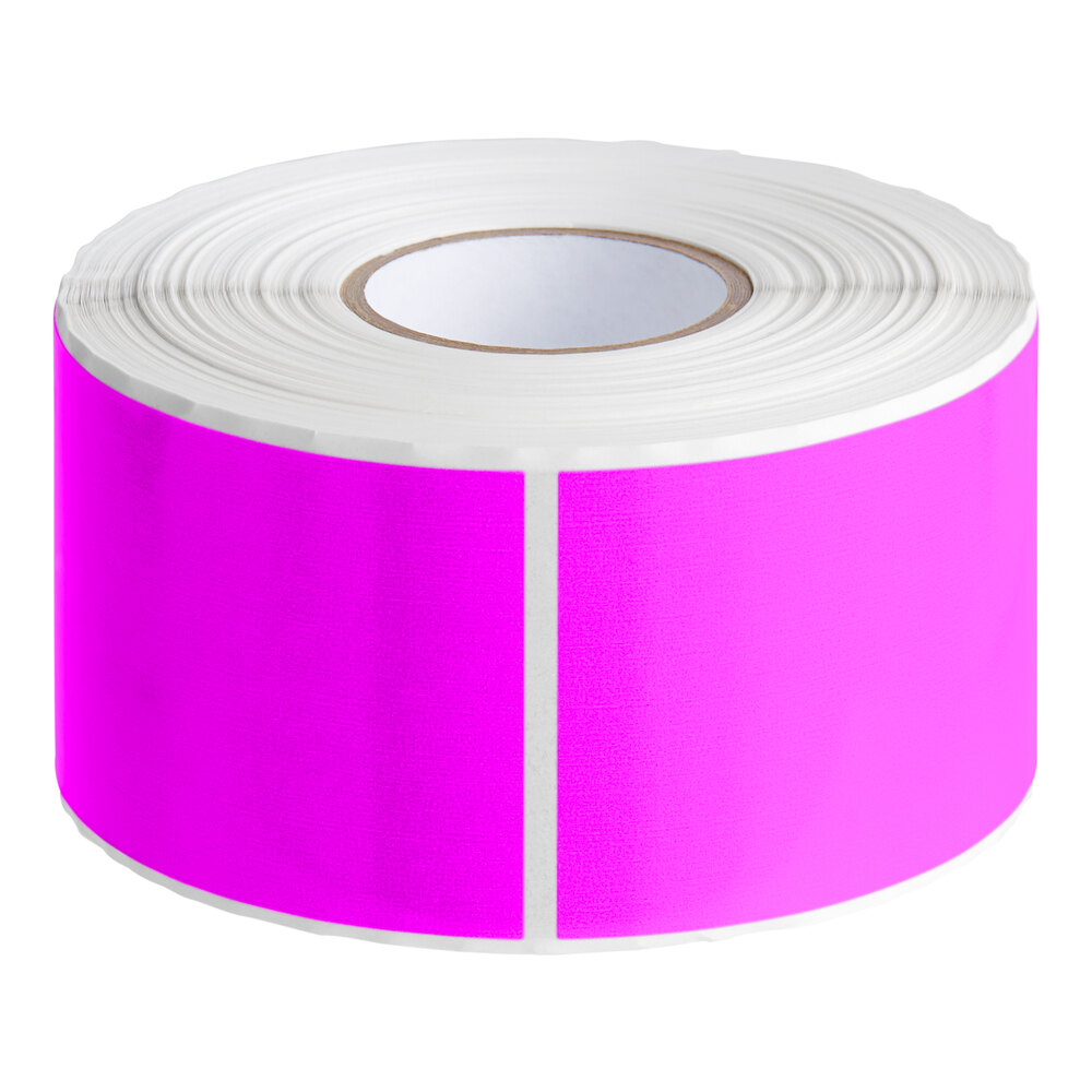 Lavex 2" x 4" Fluorescent Pink Semi-Gloss Paper Permanent Rectangular Inventory Label - 500/Roll