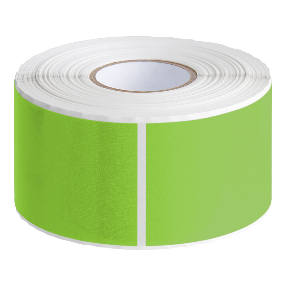 Lavex 2" x 4" Fluorescent Green Semi-Gloss Paper Permanent Rectangular Inventory Label - 500/Roll