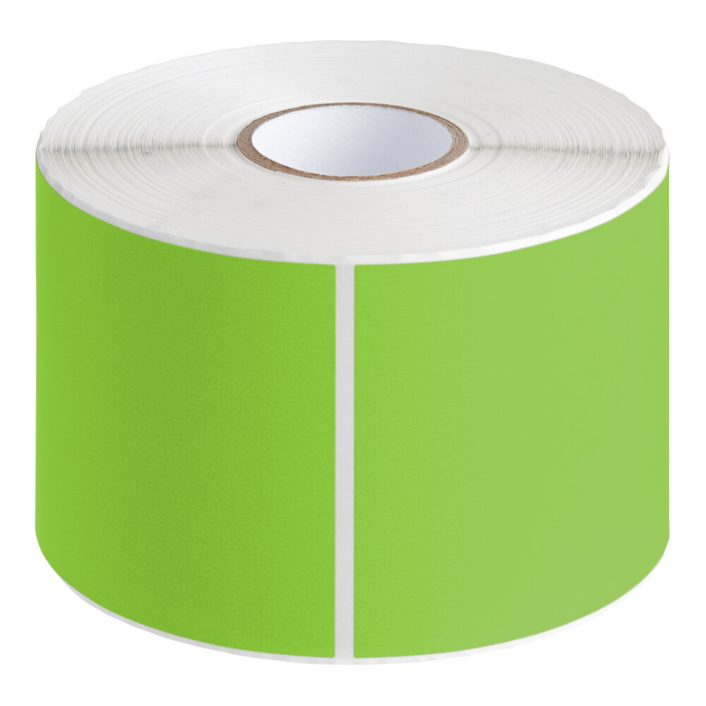 Lavex 3" x 5" Fluorescent Green Semi-Gloss Paper Permanent Rectangular Inventory Label - 500/Roll