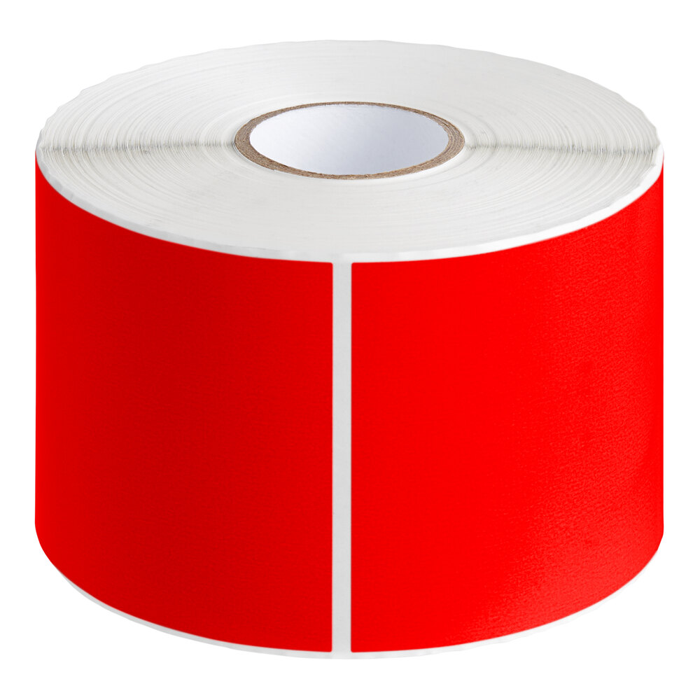 Lavex 3" x 5" Standard Red Semi-Gloss Paper Permanent Rectangular Inventory Label - 500/Roll