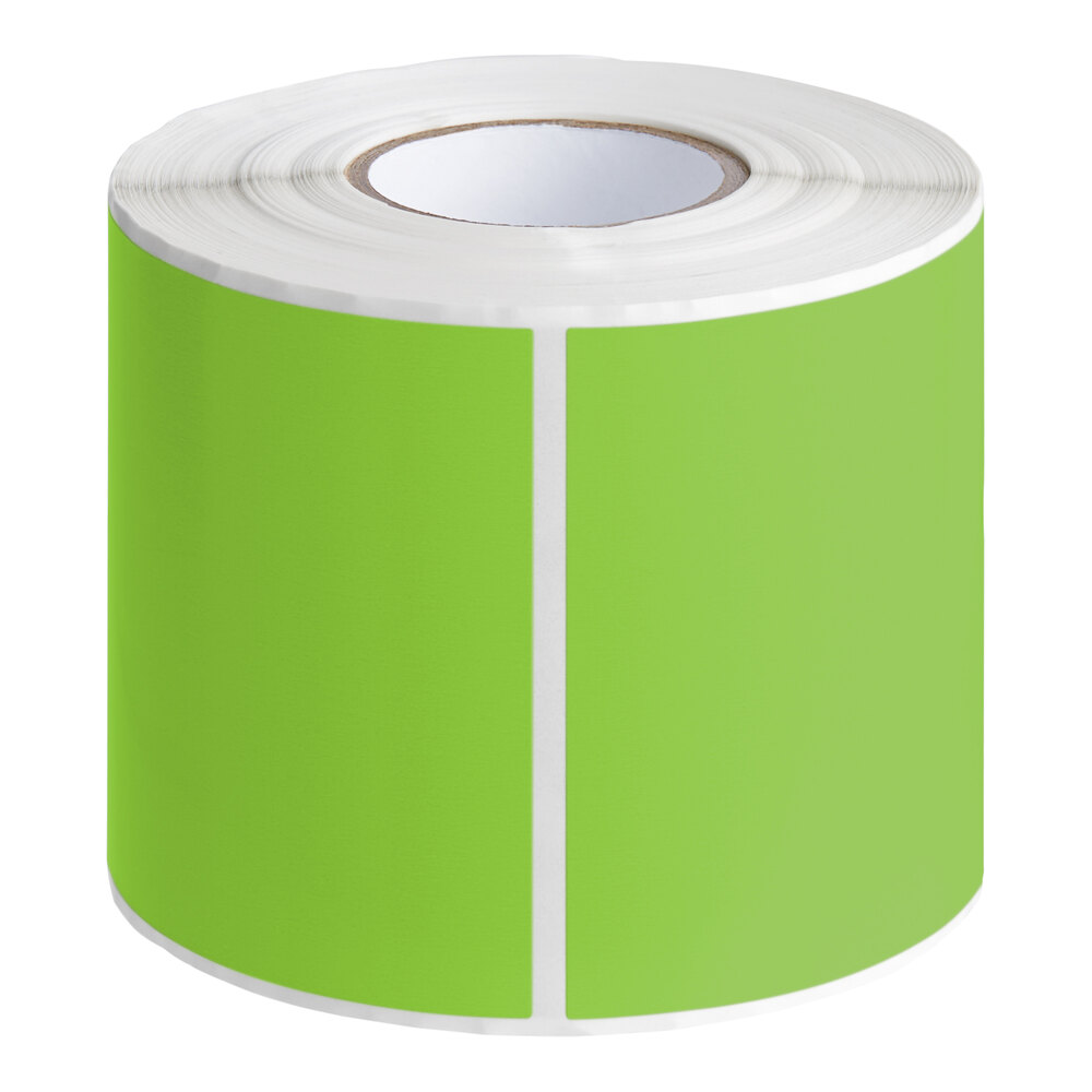 Lavex 3" x 6" Fluorescent Green Semi-Gloss Paper Permanent Rectangular Inventory Label - 250/Roll