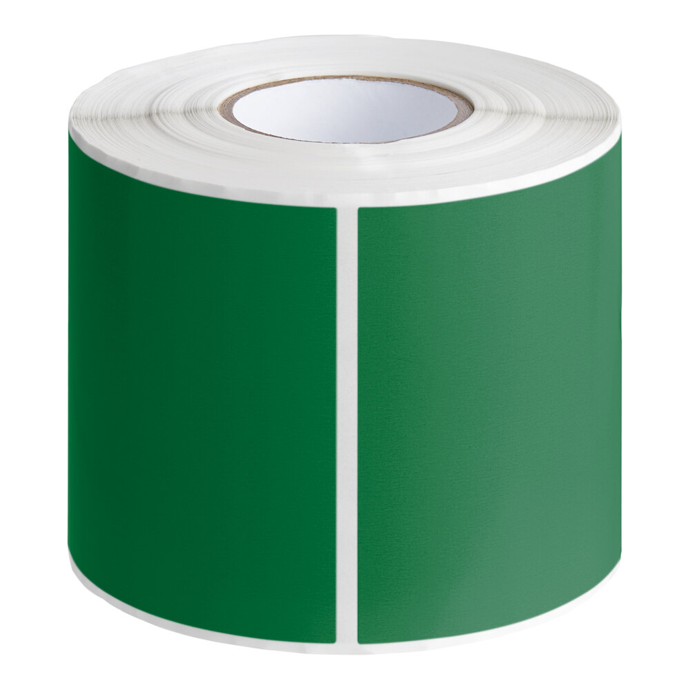 Lavex 3" x 6" Standard Green Semi-Gloss Paper Permanent Rectangular Inventory Label - 250/Roll