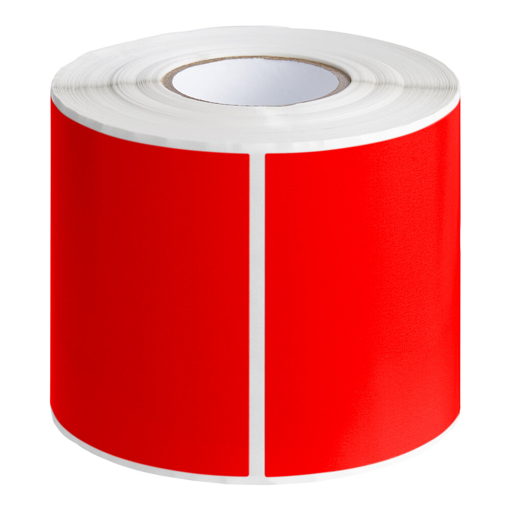 Lavex 3" x 6" Standard Red Semi-Gloss Paper Permanent Rectangular Inventory Label - 250/Roll