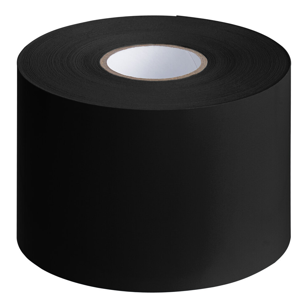 Lavex 3" x 9" Black Semi-Gloss Paper Permanent Rectangular Inventory Label - 250/Roll