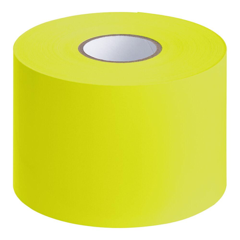Lavex 3" x 9" Fluorescent Chartreuse Semi-Gloss Paper Permanent Rectangular Inventory Label - 250/Roll