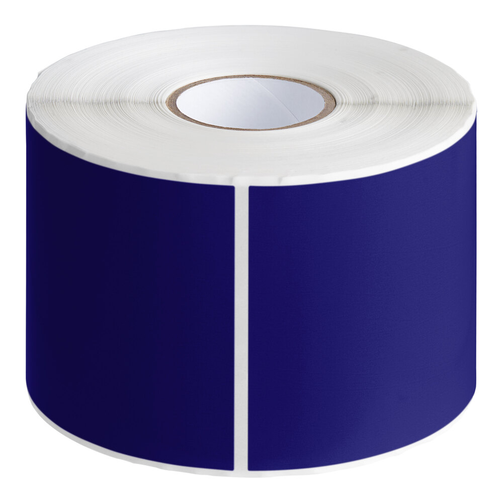 Lavex 3" x 10" Dark Blue Semi-Gloss Paper Permanent Rectangular Inventory Label - 250/Roll