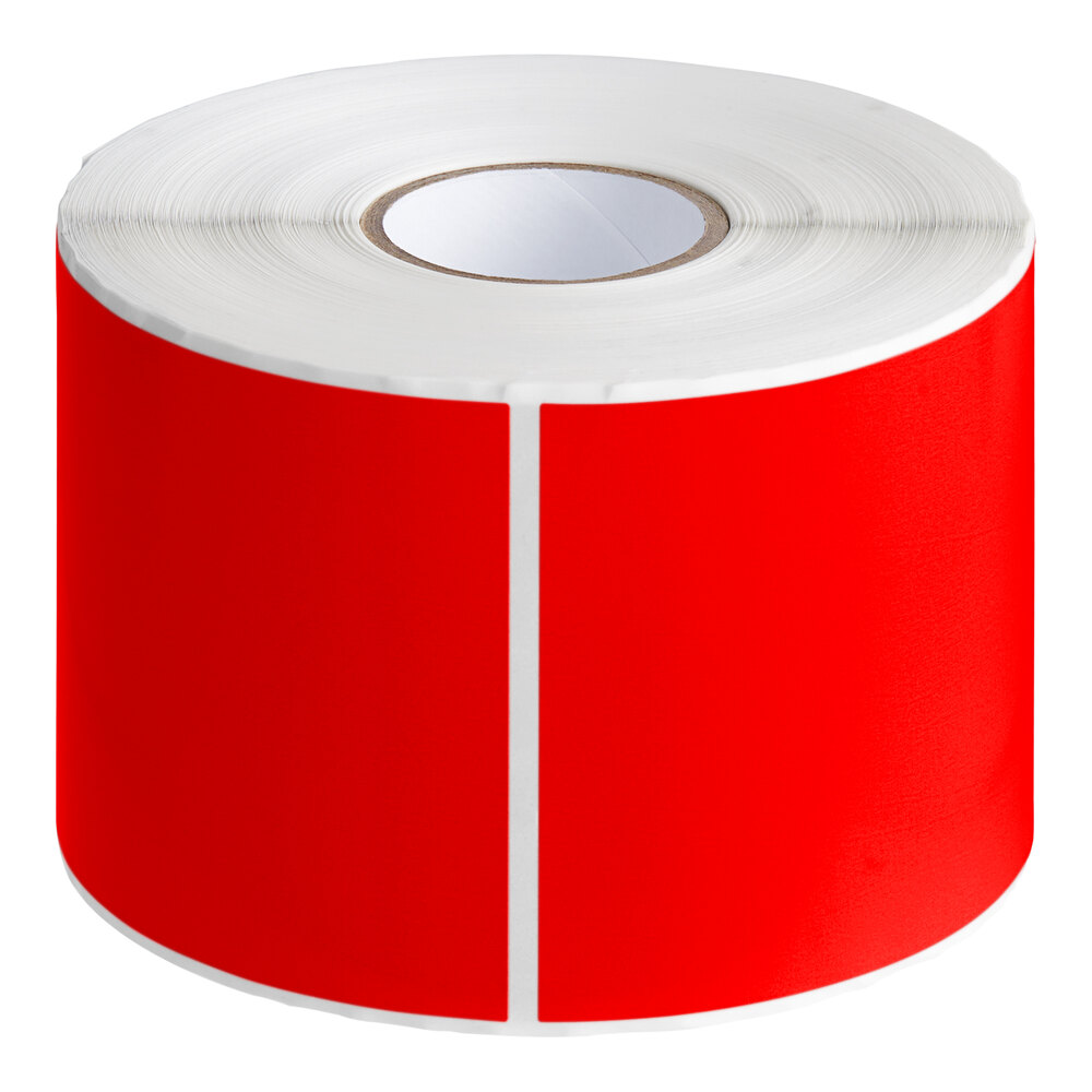 Lavex 3" x 10" Standard Red Semi-Gloss Paper Permanent Rectangular Inventory Label - 250/Roll