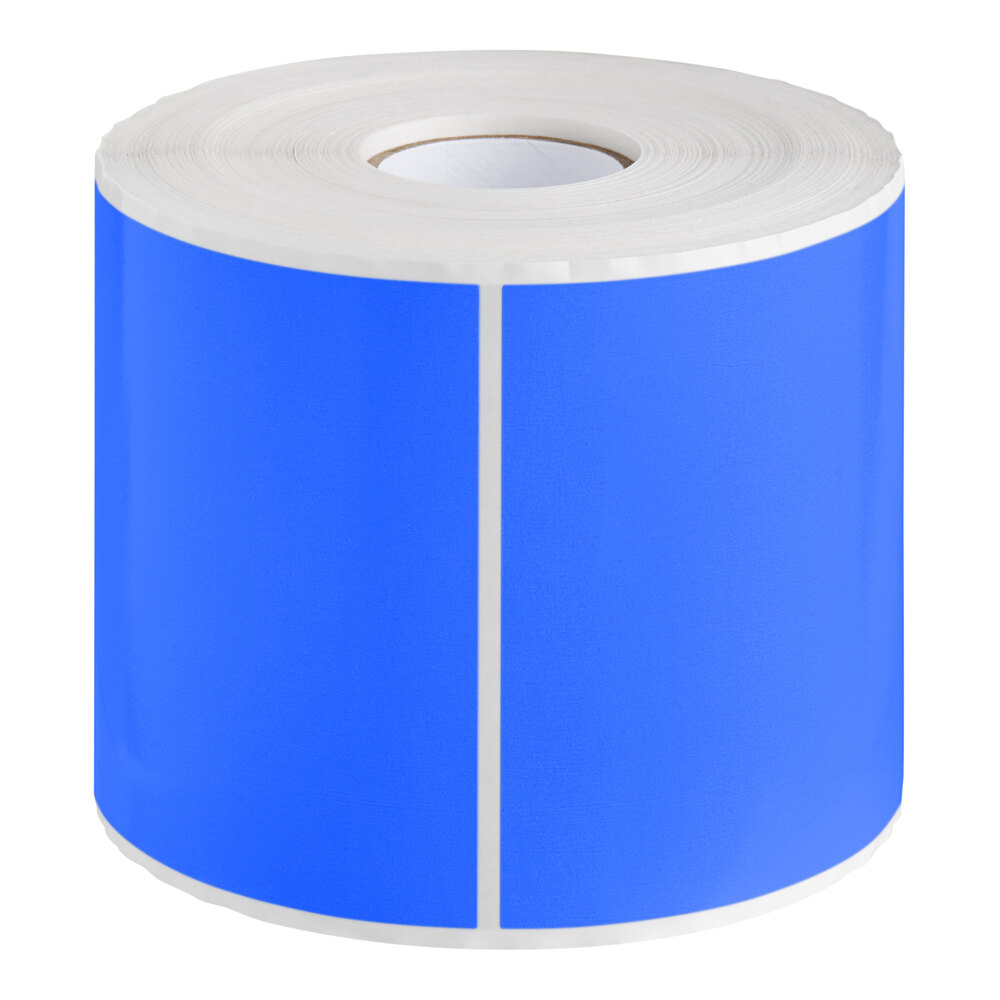 Lavex 4" x 6" Light Blue Semi-Gloss Paper Permanent Rectangular Inventory Label - 500/Roll