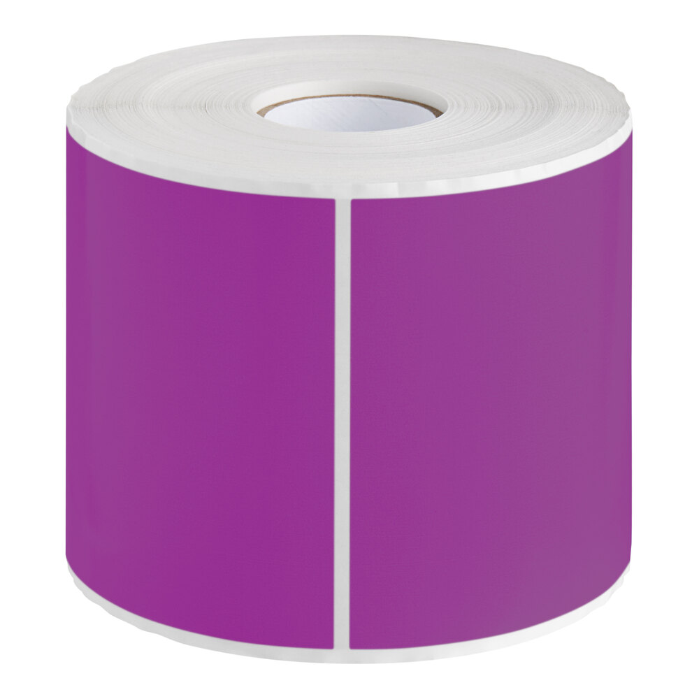 Lavex 4" x 6" Purple Semi-Gloss Paper Permanent Rectangular Inventory Label - 500/Roll