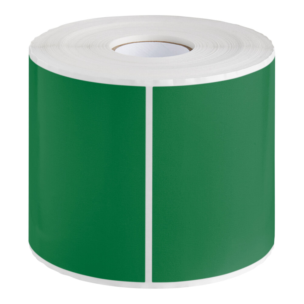 Lavex 4" x 6" Standard Green Semi-Gloss Paper Permanent Rectangular Inventory Label - 500/Roll