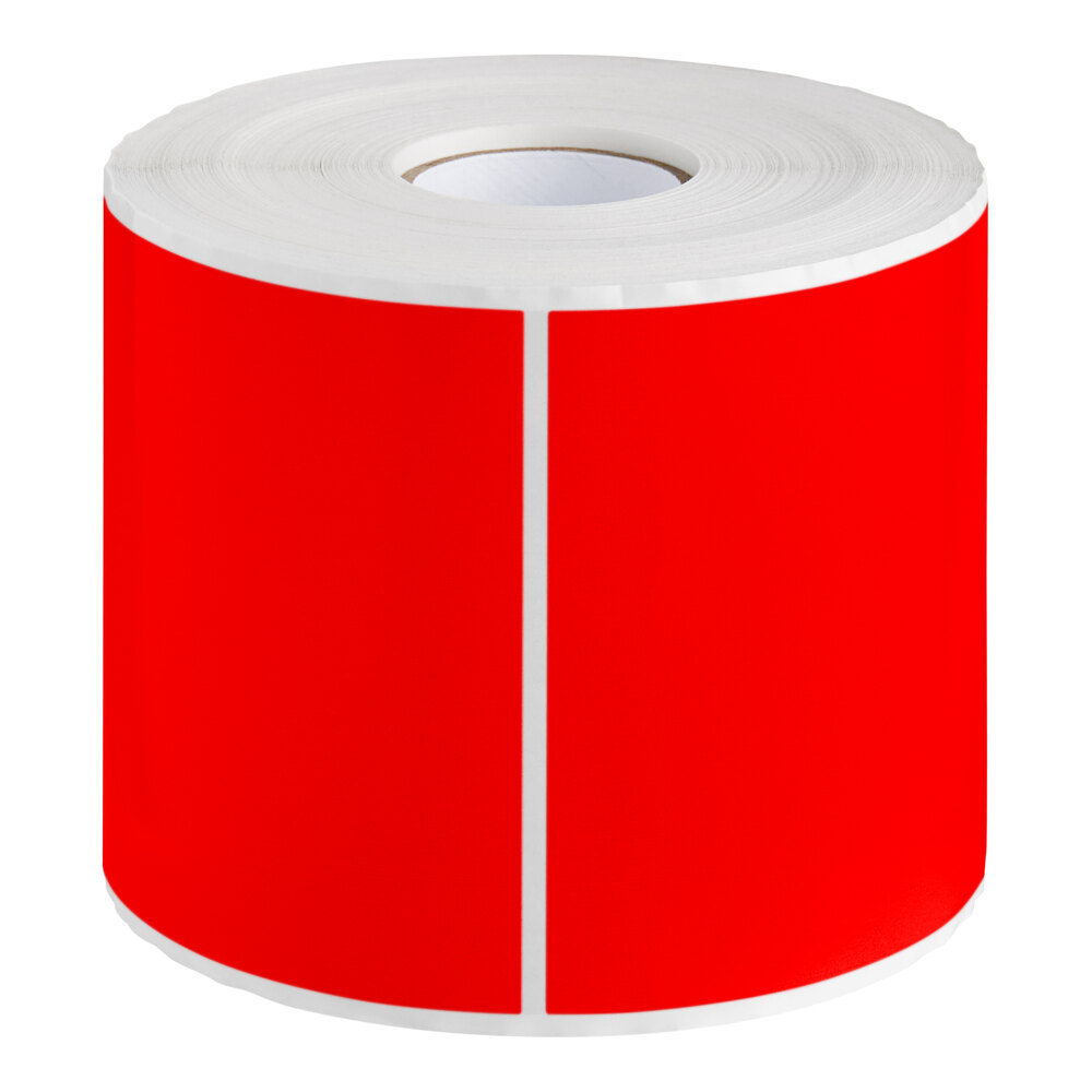 Lavex 4" x 6" Standard Red Semi-Gloss Paper Permanent Rectangular Inventory Label - 500/Roll