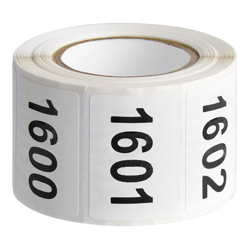 Lavex 1" x 1 1/2" White Semi-Gloss Paper Permanent Rectangular Consecutive Number 1501 to 2000 Inventory Label - 500/Roll