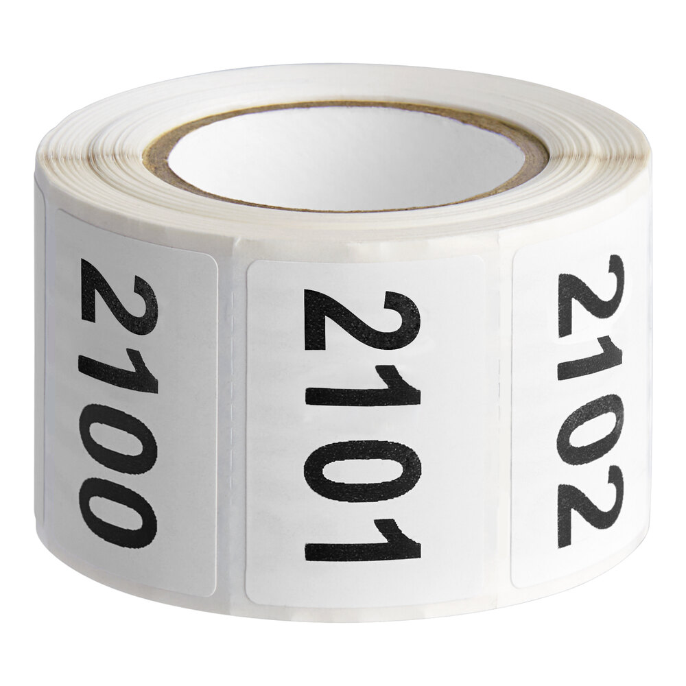 Lavex 1" x 1 1/2" White Semi-Gloss Paper Permanent Rectangular Consecutive Number 2001 to 2500 Inventory Label - 500/Roll