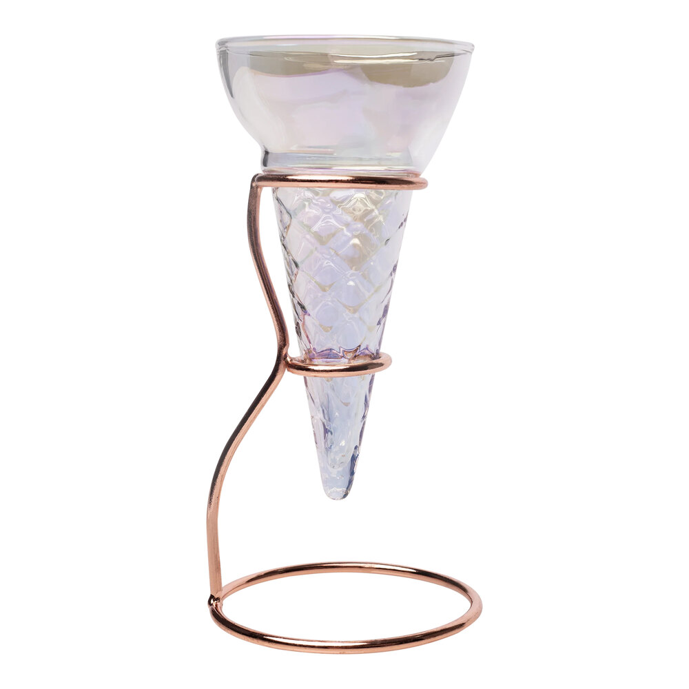 Flavour Blaster 5 oz. Ice Cream Cone Cocktail Glass with Stands - 6/Pack