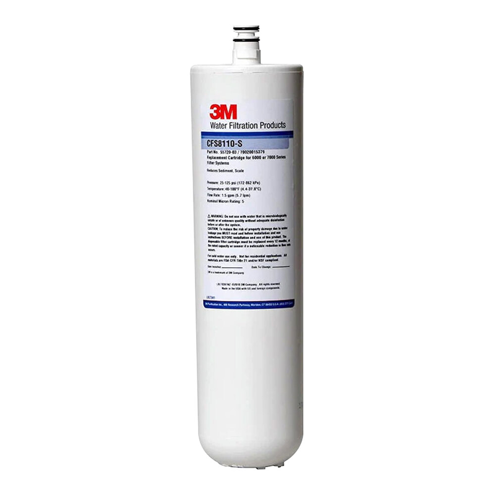 3M Water Filtration Products CFS8110-S 12 7/8" Replacement Sediment Reduction Cartridge with Scale Inhibition - 5 Micron and 1.5 GPM
