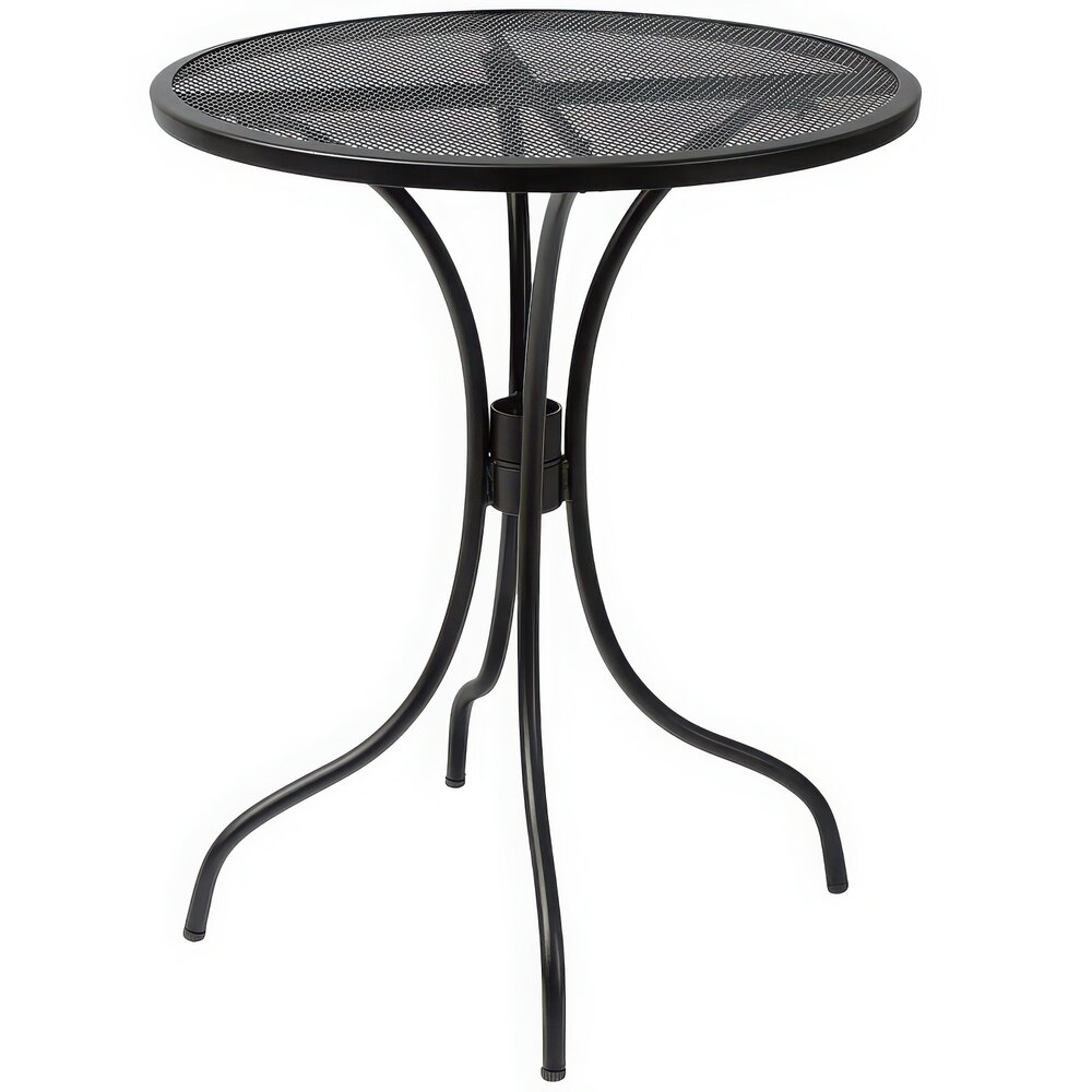BFM Seating Barnegat 24" Round Black Steel Outdoor / Indoor Dining Height Table