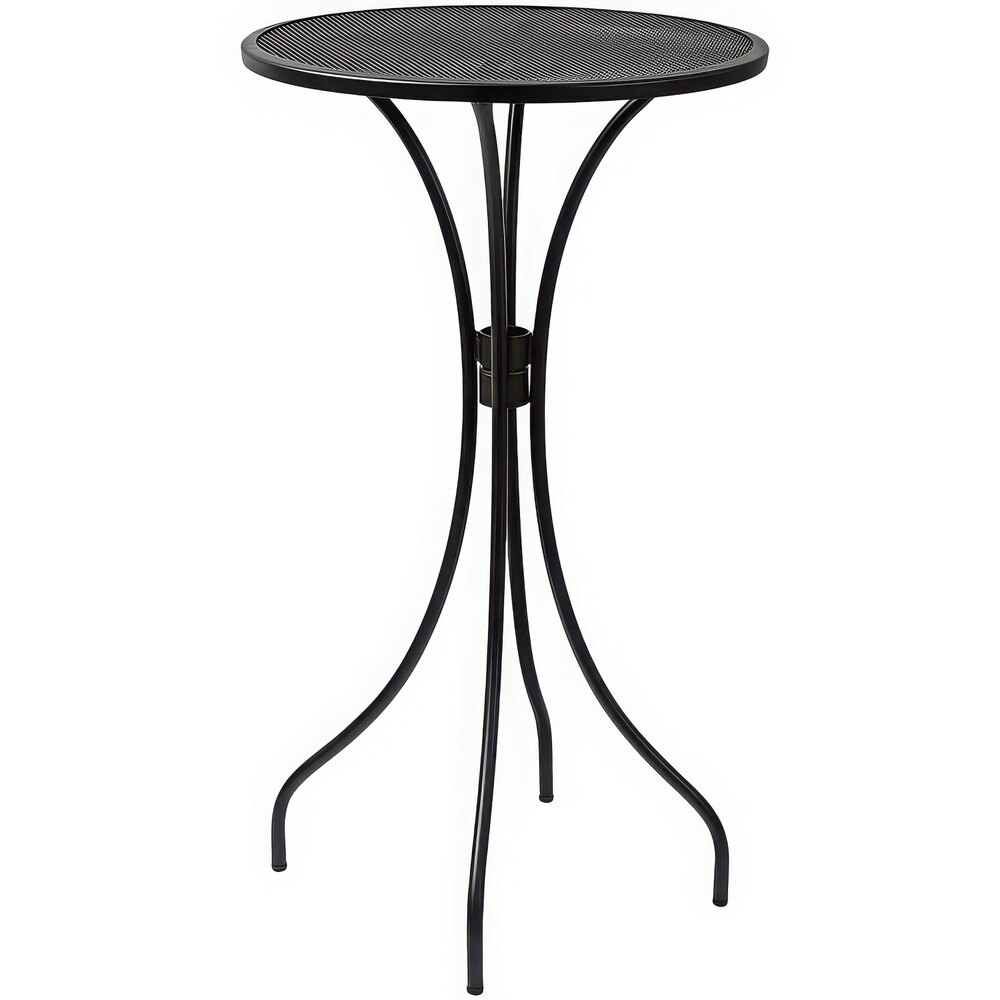 BFM Seating Barnegat 24" Round Black Steel Outdoor / Indoor Bar Height Table
