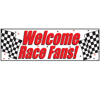 CEG Decorative Party Banner, Black and White Checker - Welcome Race Fan (291724)
