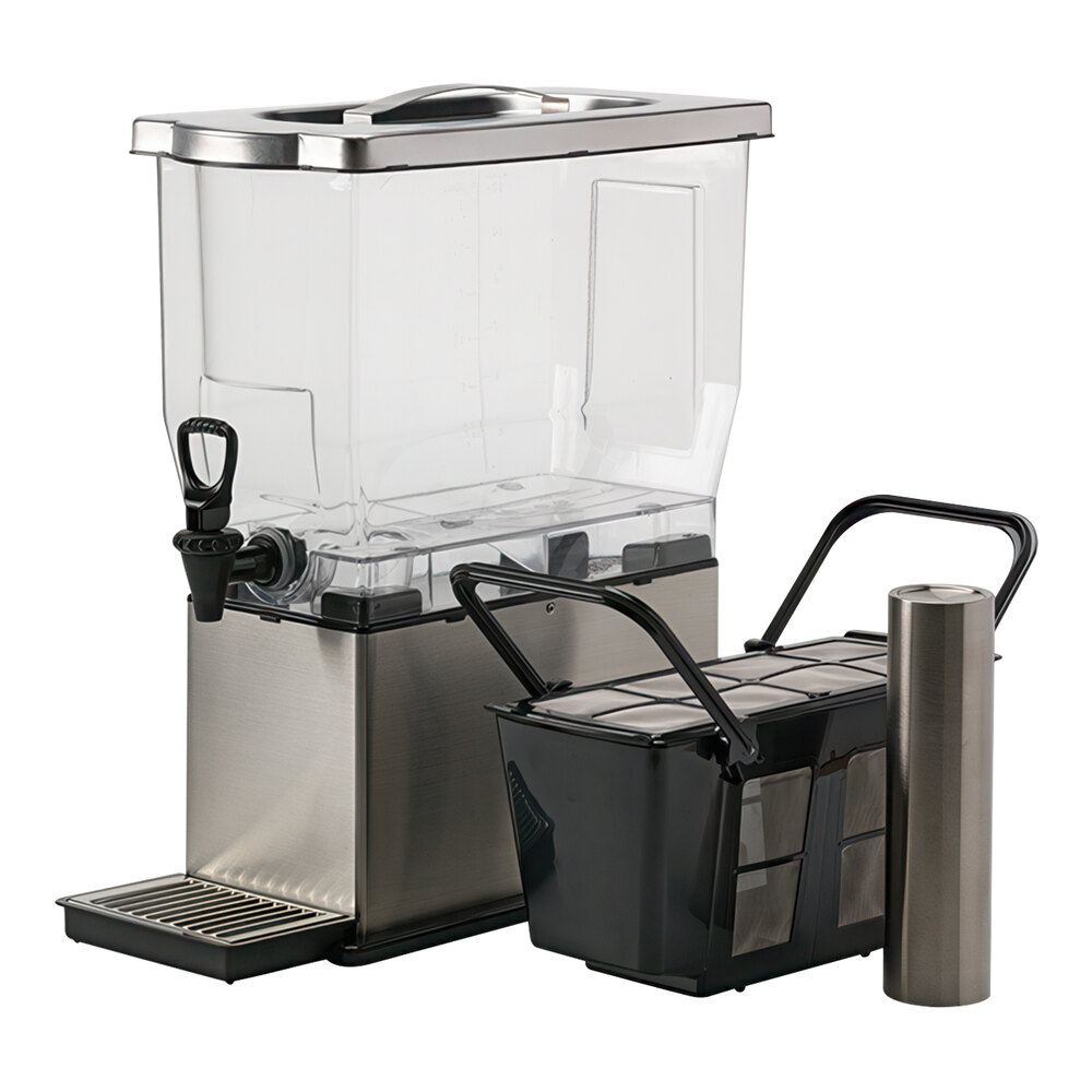 Service Ideas Cold Brew 'N' Serv 3 Gallon Capacity Brushed Stainless Steel and Plastic Cold Brew System CBNS3SS