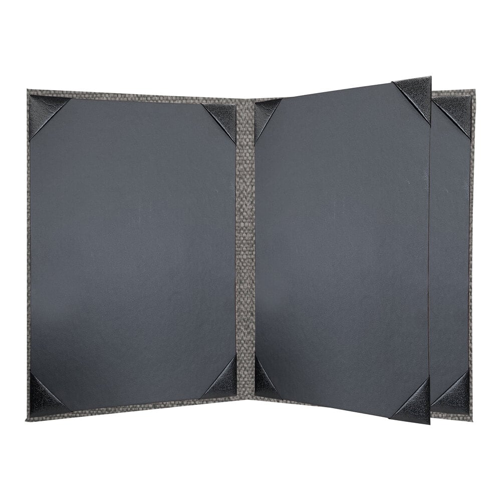 H. Risch, Inc. Milan 8 1/2" x 11" Customizable Smoke 4-View Menu Cover - 25/Case