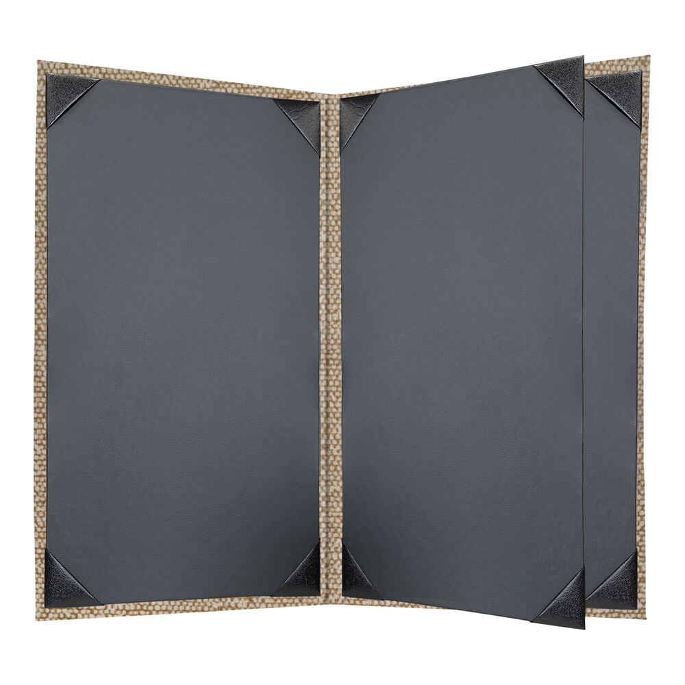 H. Risch, Inc. Milan 8 1/2" x 14" Customizable Mineral 4-View Menu Cover - 25/Case