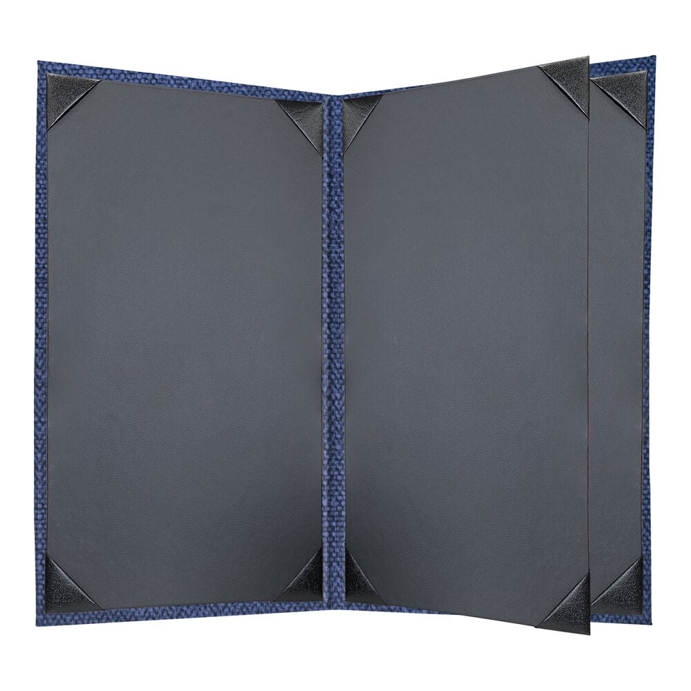 H. Risch, Inc. Milan 8 1/2" x 14" Customizable Azure 4-View Menu Cover - 25/Case