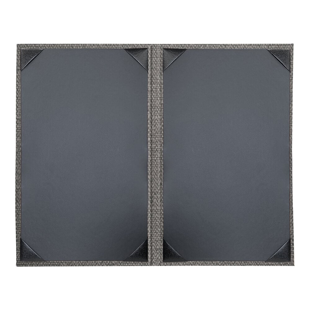 H. Risch, Inc. Milan 8 1/2" x 14" Customizable Smoke 2-View Menu Cover - 25/Case
