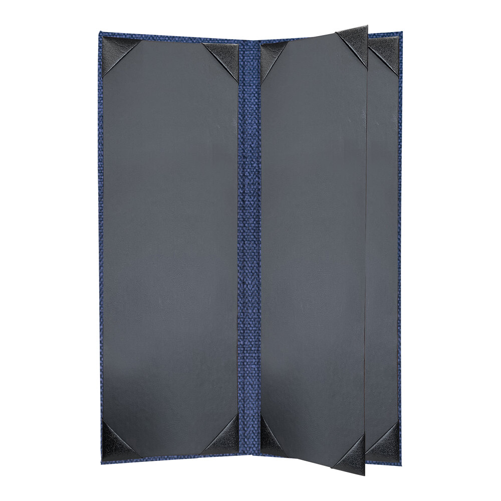 H. Risch, Inc. Milan 4 1/4" x 14" Customizable Azure 4-View Menu Cover - 25/Case