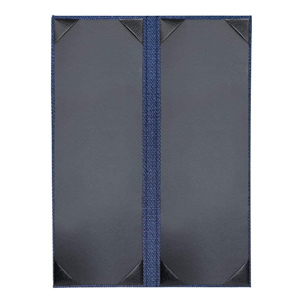 H. Risch, Inc. Milan 4 1/4" x 14" Customizable Azure 2-View Menu Cover - 25/Case