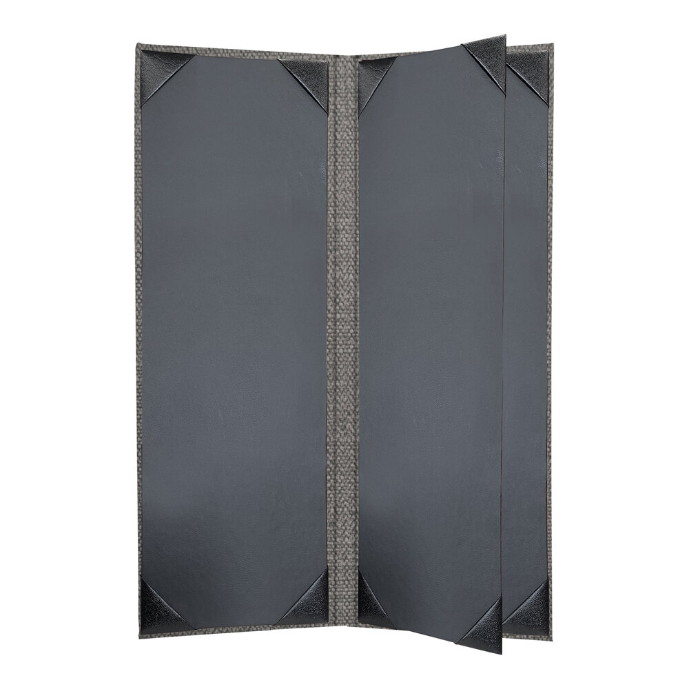 H. Risch, Inc. Milan 4 1/4" x 14" Customizable Smoke 4-View Menu Cover - 25/Case
