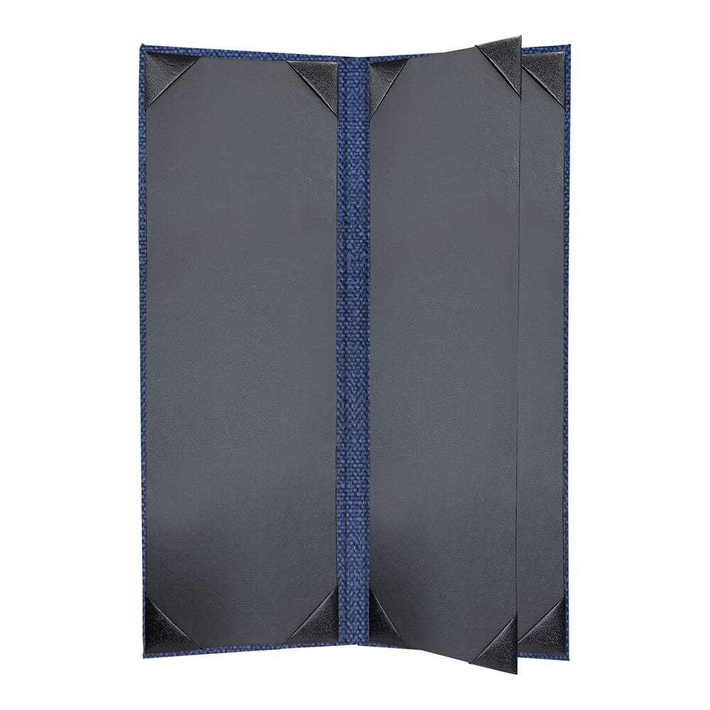 H. Risch, Inc. Milan 4 1/4" x 11" Customizable Azure 4-View Menu Cover - 25/Case