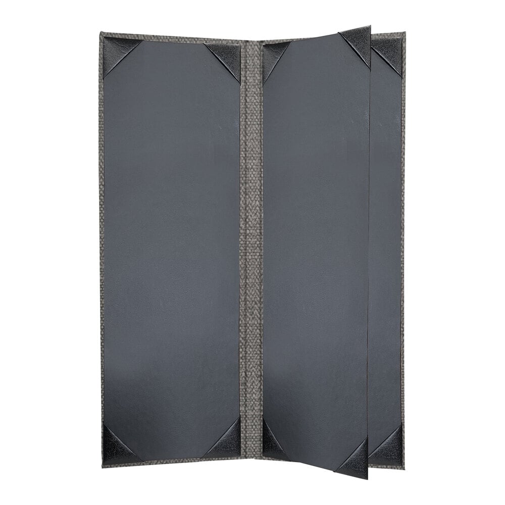 H. Risch, Inc. Milan 4 1/4" x 11" Customizable Smoke 4-View Menu Cover - 25/Case