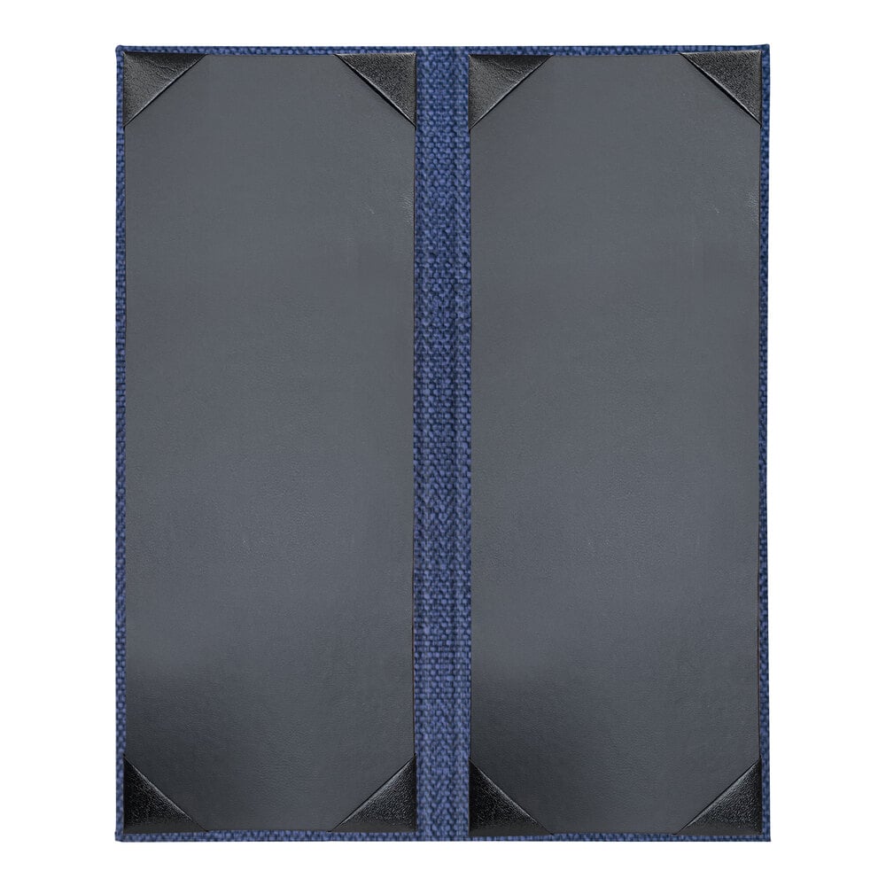 H. Risch, Inc. Milan 4 1/4" x 11" Customizable Azure 2-View Menu Cover - 25/Case
